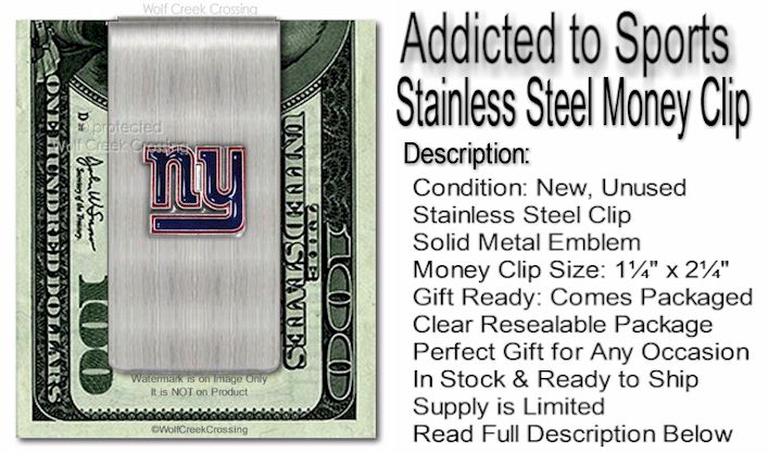 New York Giants Stainless Steel Money Clip #B - Image 2