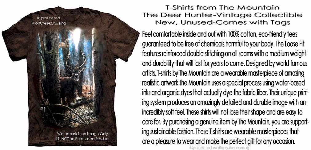 New! Deer Hunter T Shirt Sportmans T-Shirt SIZE LARGE The Mountain TShirt Wildlife Animal Art RARE Vintage Collectible Buck Hunt - Image 3