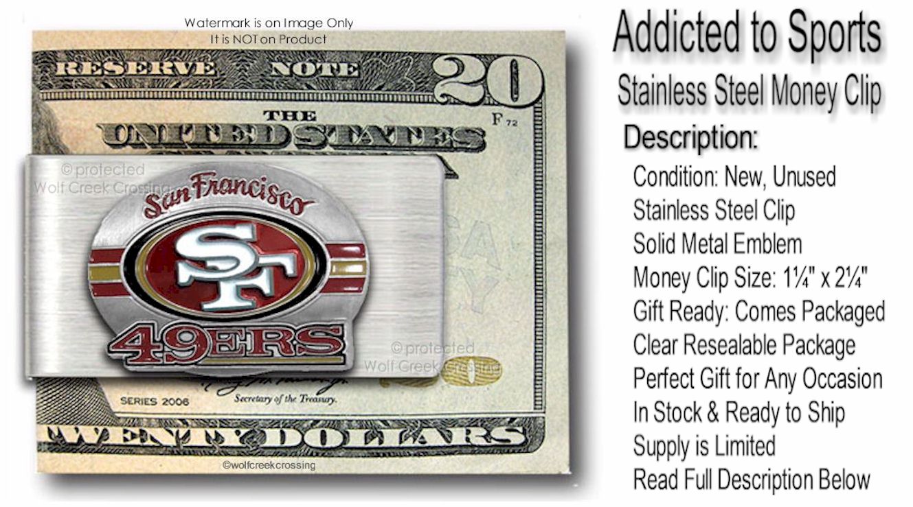 Large San Francisco 49ers Stainless Steel Money Clip - Football Sports Jewelry Collectibles NEW! Gift Dad, Brother, Son - Image 2