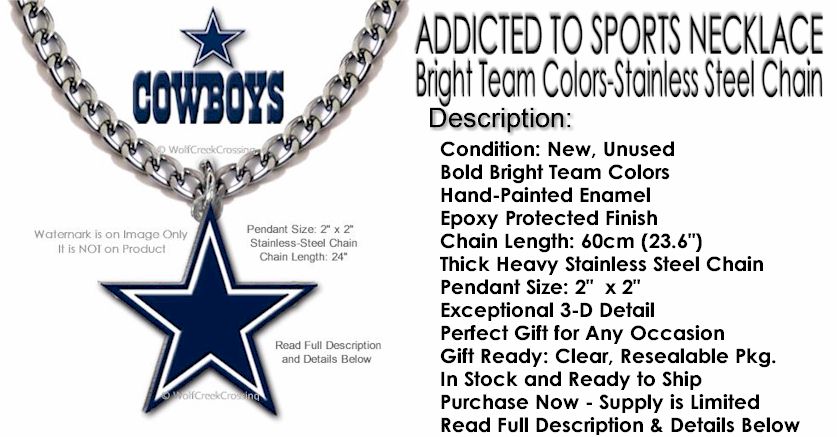 Large Dallas Cowboys Necklace Stainless Steel Chain - Image 6