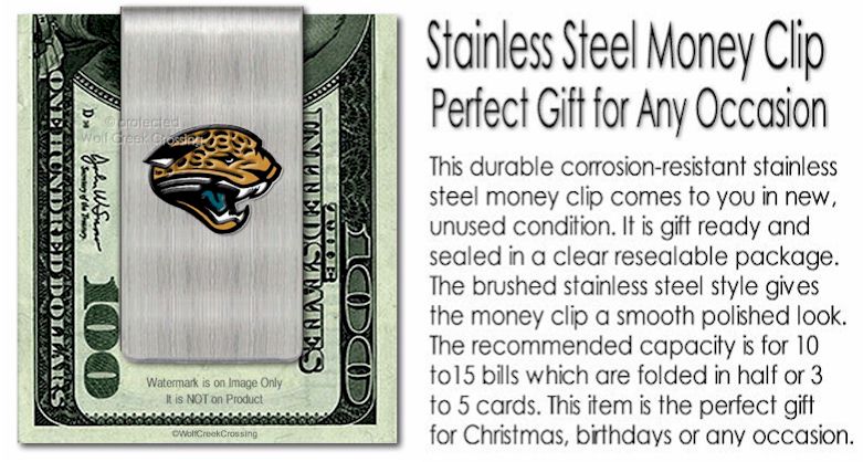 Jacksonville JAGUARS Stainless Steel Money Clip - Football Sports Jewelry Collectibles NEW! Gift Dad, Brother, Son #B - Image 2