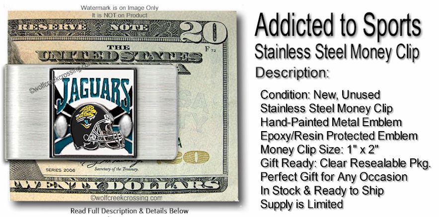 Jacksonville JAGUARS Stainless Steel Money Clip - Football Sports Jewelry Collectibles NEW! Gift Dad, Brother, Son #F - Image 2