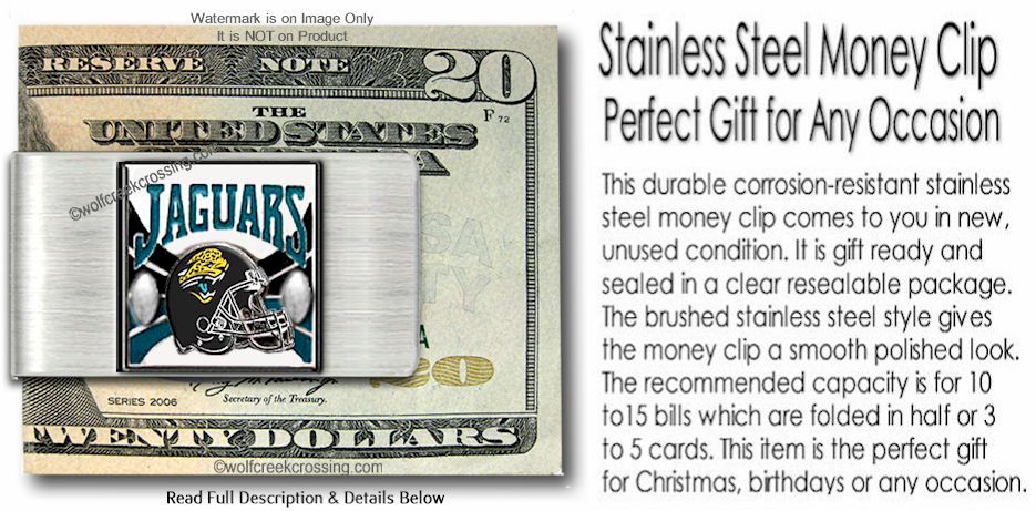 Jacksonville JAGUARS Stainless Steel Money Clip - Football Sports Jewelry Collectibles NEW! Gift Dad, Brother, Son #F - Image 3